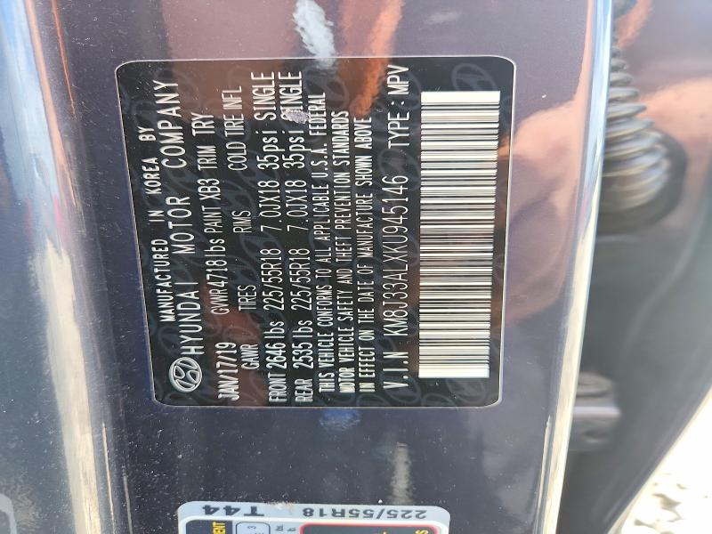 Aukcja sprzedaży 2019 Hyundai Tucson, vin: KM8J33ALXKU945146, numer aukcji: 55862876
