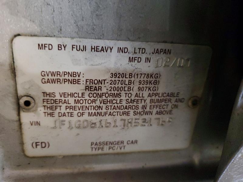 2007 Subaru Impreza მანქანა იყიდება აუქციონზე, vin: JF1GD61617H521769, აუქციონის ნომერი: 57842346