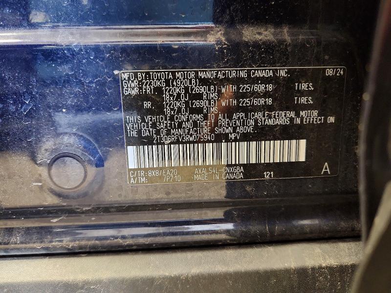 Aukcja sprzedaży 2024 Toyota Rav4, vin: 2T3D6RFV3RW075940, numer aukcji: 57118136