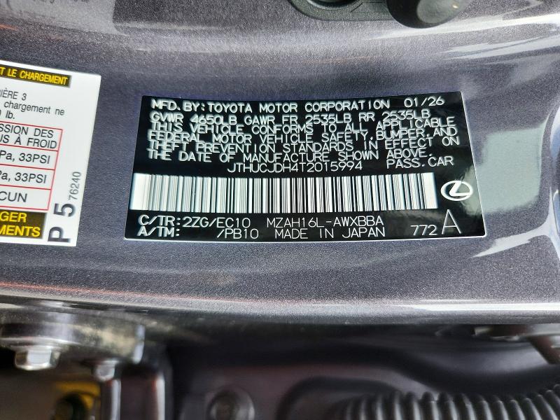 2026 Lexus Ux 300h მანქანა იყიდება აუქციონზე, vin: JTHUCJDH4T2015994, აუქციონის ნომერი: 58963576