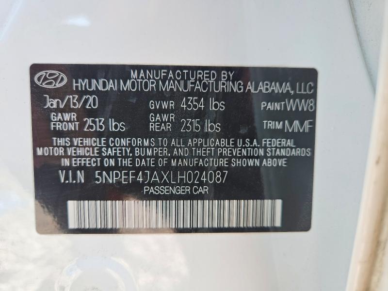 Продажа на аукционе авто 2020 Hyundai Sonata, vin: 5NPEF4JAXLH024087, номер лота: 58077846
