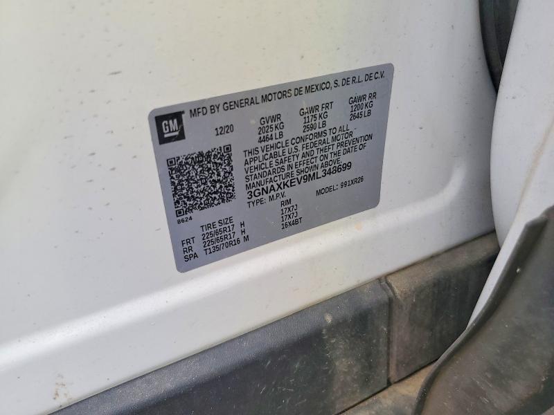 2021 Chevrolet Equinox მანქანა იყიდება აუქციონზე, vin: 3GNAXKEV9ML348699, აუქციონის ნომერი: 55764776