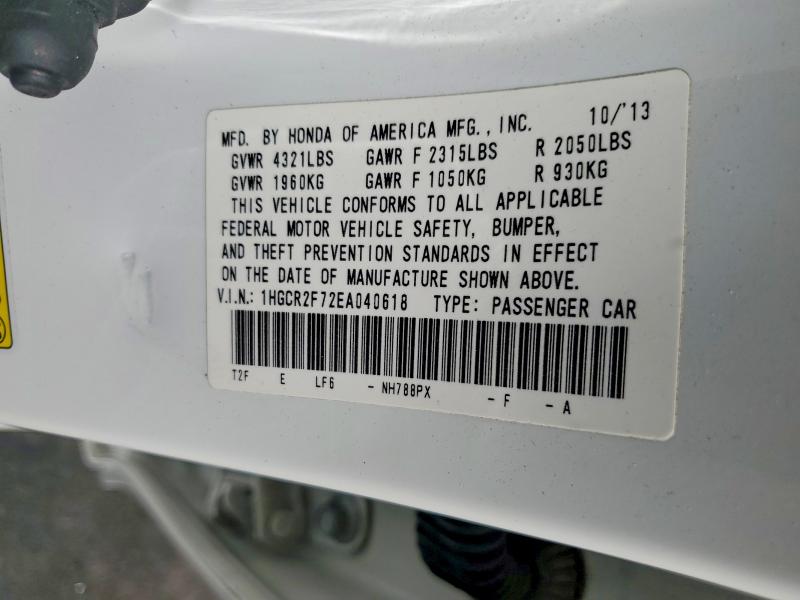 Продаж на аукціоні авто 2014 Honda Accord, vin: 1HGCR2F72EA040618, номер лоту: 54697536