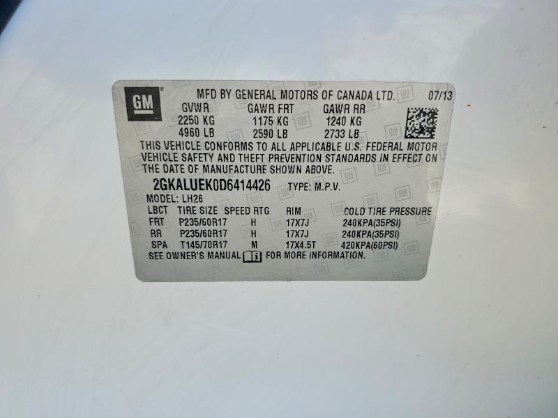 Aukcja sprzedaży 2013 Gmc Terrain, vin: 2GKALUEK0D6414426, numer aukcji: 57846476