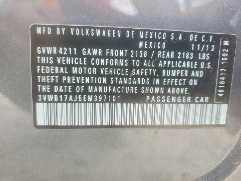 56227346 :رقم المزاد ، 3VWB17AJ5EM397101 vin ، 2014 Volkswagen Jetta مزاد بيع