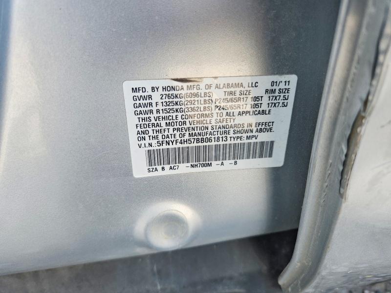 2011 Honda Pilot მანქანა იყიდება აუქციონზე, vin: 5FNYF4H57BB061813, აუქციონის ნომერი: 58104726