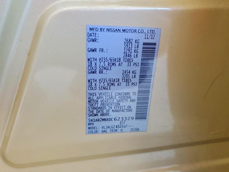 55676976 :رقم المزاد ، 5N1AR2MNXDC623329 vin ، 2013 Nissan Pathfinder مزاد بيع