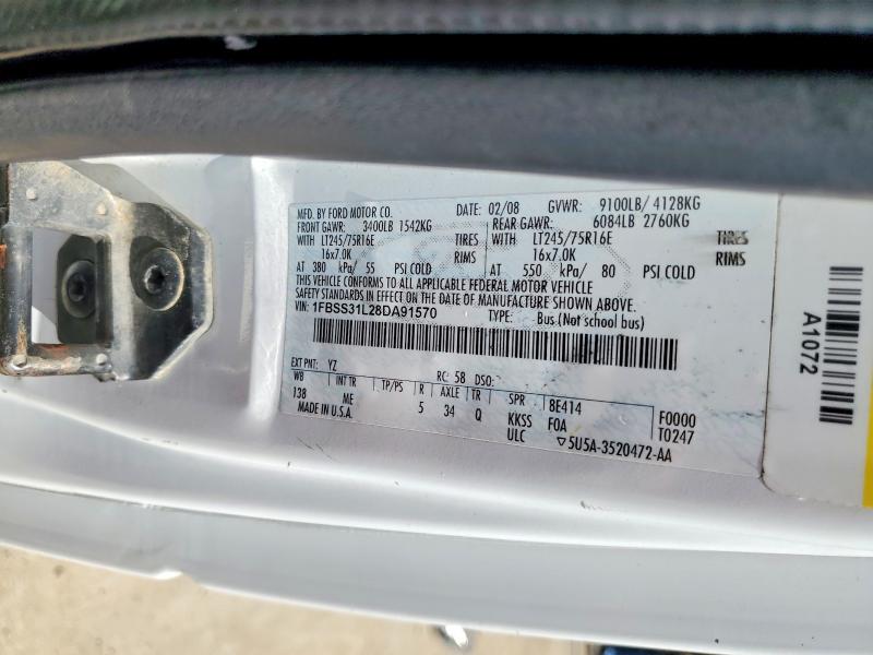 2008 Ford Econoline მანქანა იყიდება აუქციონზე, vin: 1FBSS31L28DA91570, აუქციონის ნომერი: 57505386