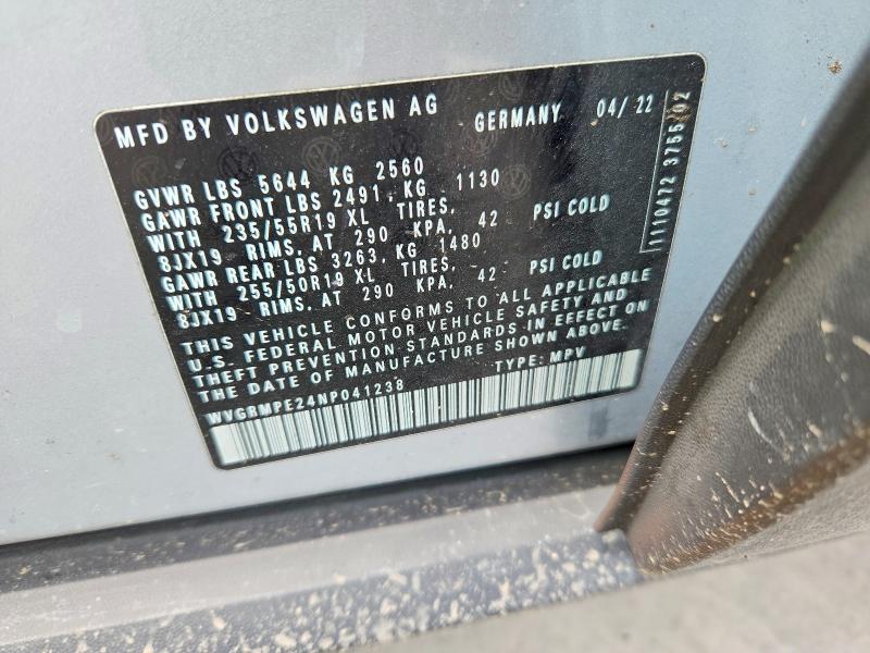 Продажа на аукционе авто 2022 Volkswagen Id.4, vin: WVGRMPE24NP041238, номер лота: 58819176