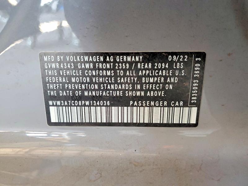 55392736 :رقم المزاد ، WVW3A7CD8PW134036 vin ، 2023 Volkswagen Gti مزاد بيع