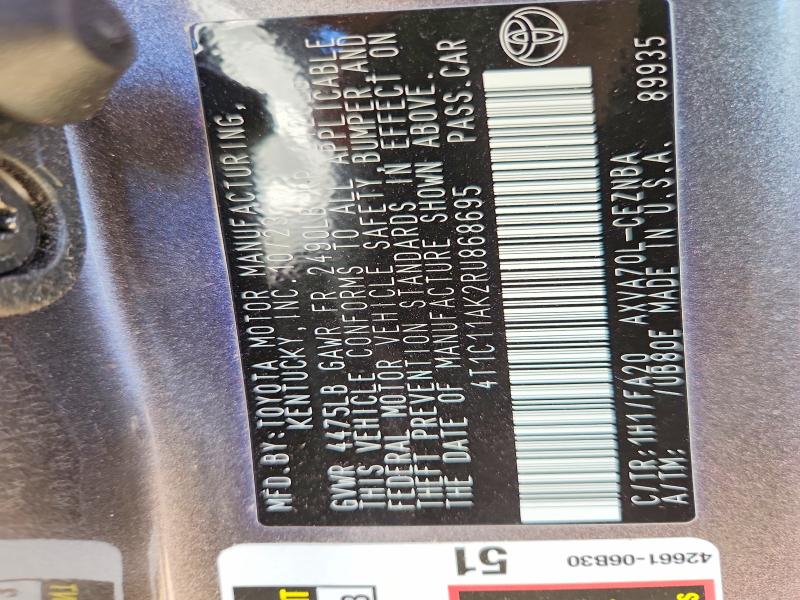 56859236 :رقم المزاد ، 4T1C11AK2RU868695 vin ، 2024 Toyota Camry مزاد بيع