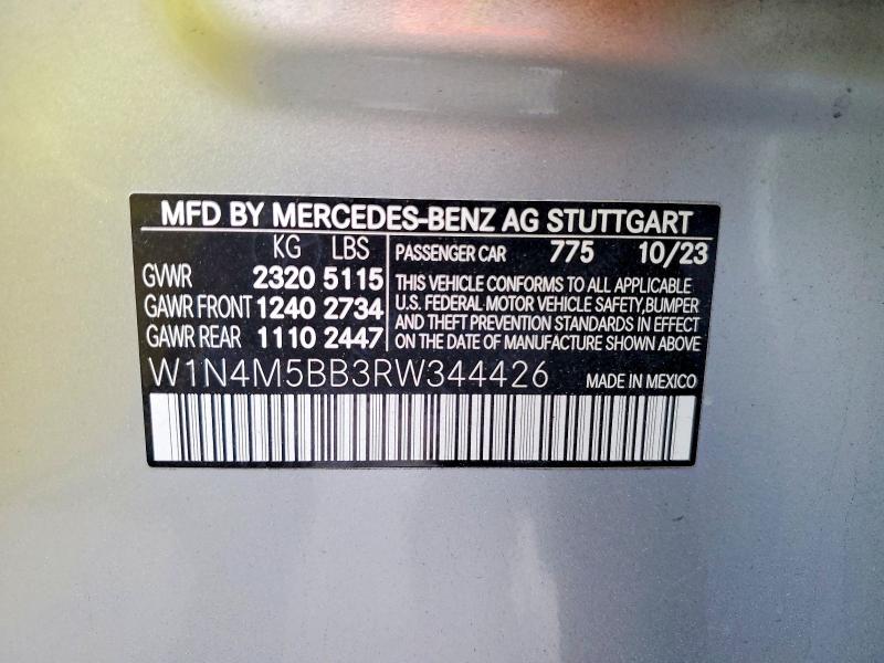 2024 Mercedes-benz Glb მანქანა იყიდება აუქციონზე, vin: W1N4M5BB3RW344426, აუქციონის ნომერი: 57865556