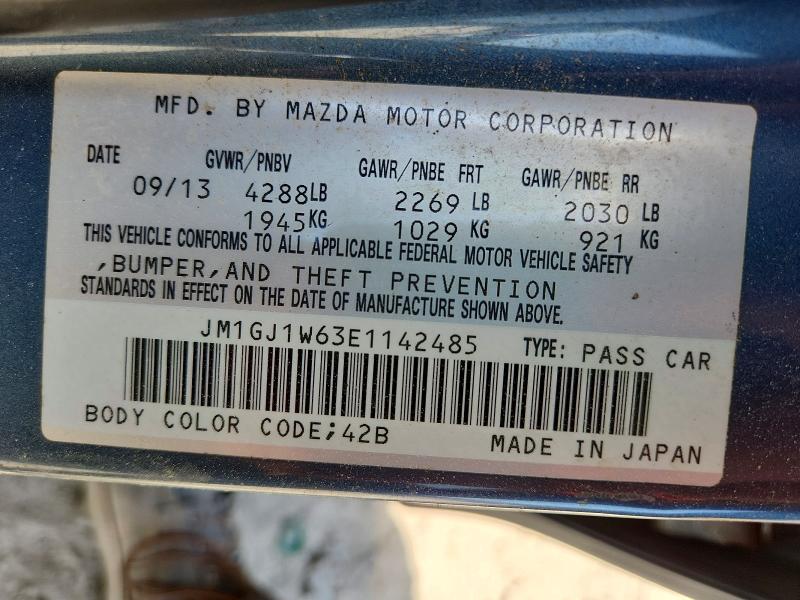56306386 :رقم المزاد ، JM1GJ1W63E1142485 vin ، 2014 Mazda 6 مزاد بيع