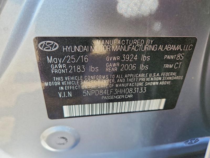 Продажа на аукционе авто 2017 Hyundai Elantra, vin: 5NPD84LF3HH083133, номер лота: 56548666