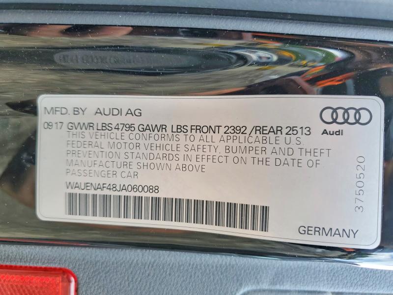 2018 Audi A4 მანქანა იყიდება აუქციონზე, vin: WAUENAF48JA060088, აუქციონის ნომერი: 54993876
