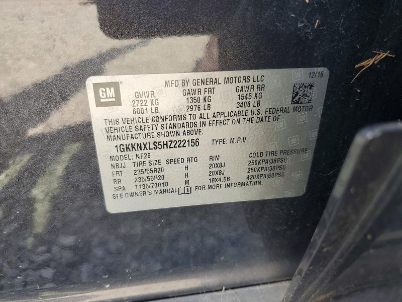 Продаж на аукціоні авто 2017 Gmc Acadia, vin: 1GKKNXLS5HZ222156, номер лоту: 55991886