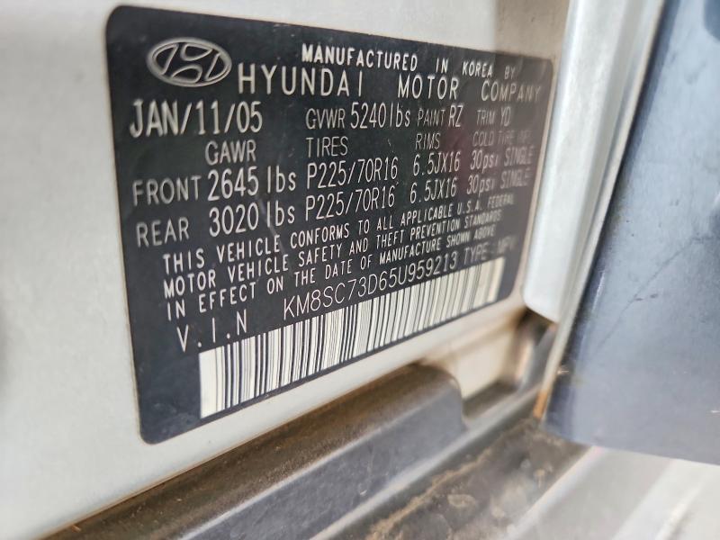 Продаж на аукціоні авто 2005 Hyundai Santa Fe, vin: KM8SC73D65U959213, номер лоту: 57191816
