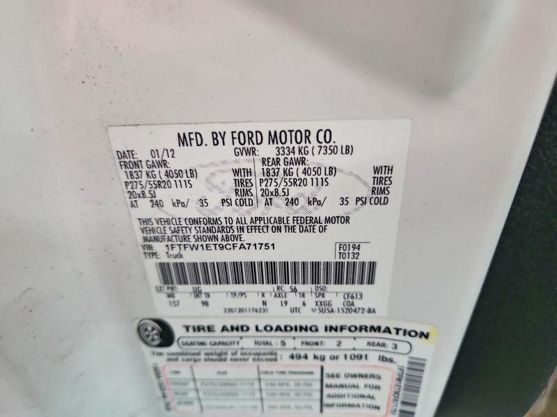 Auction sale of the 2012 Ford F150, vin: 1FTFW1ET9CFA71751, lot number: 58321576