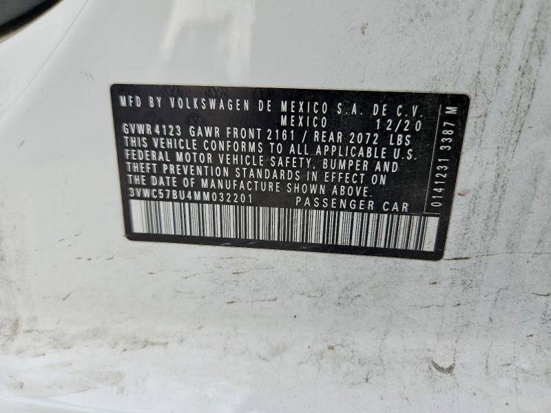 Продажа на аукционе авто 2021 Volkswagen Jetta, vin: 3VWC57BU4MM032201, номер лота: 57435666