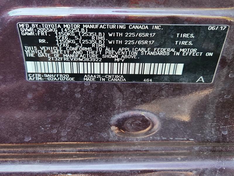 57702446 :رقم المزاد ، 2T3ZFREVXHW383922 vin ، 2017 Toyota Rav4 مزاد بيع