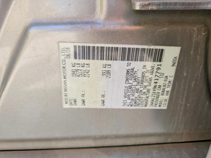 2009 Nissan Altima მანქანა იყიდება აუქციონზე, vin: 1N4AL21E49N417791, აუქციონის ნომერი: 55597186