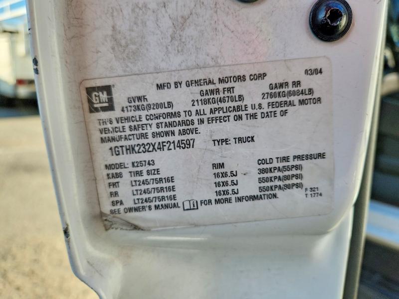 2004 Gmc Sierra მანქანა იყიდება აუქციონზე, vin: 1GTHK232X4F214597, აუქციონის ნომერი: 57257386