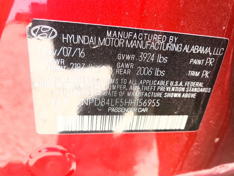 2017 Hyundai Elantra მანქანა იყიდება აუქციონზე, vin: 5NPD84LF5HH156955, აუქციონის ნომერი: 57584746