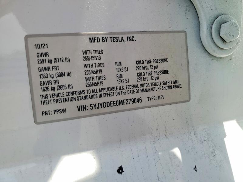 Продажа на аукционе авто 2021 Tesla Model Y, vin: 5YJYGDEE0MF279046, номер лота: 56648016
