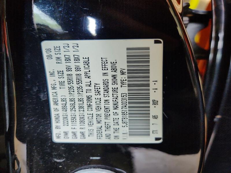 56740166 :رقم المزاد ، 5J8TB18517A003153 vin ، 2007 Acura Rdx مزاد بيع
