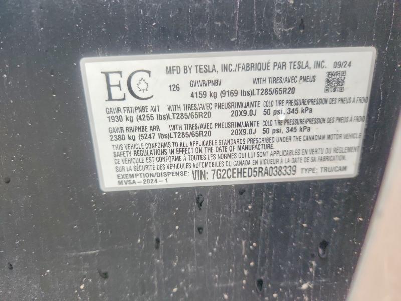 Продажа на аукционе авто 2024 Tesla Cybertruck, vin: 7G2CEHED5RA038339, номер лота: 56514486