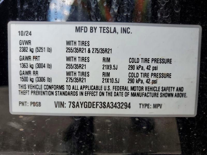 2025 Tesla Model Y მანქანა იყიდება აუქციონზე, vin: 7SAYGDEF3SA343294, აუქციონის ნომერი: 56717636