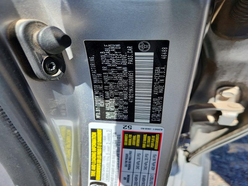 2018 Toyota Camry Hybrid მანქანა იყიდება აუქციონზე, vin: 4T1B21HK4JU008851, აუქციონის ნომერი: 58473466