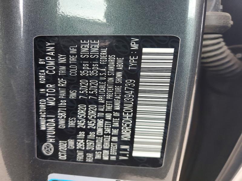 2022 Hyundai Palisade მანქანა იყიდება აუქციონზე, vin: KM8R5DHE0NU394739, აუქციონის ნომერი: 58571656