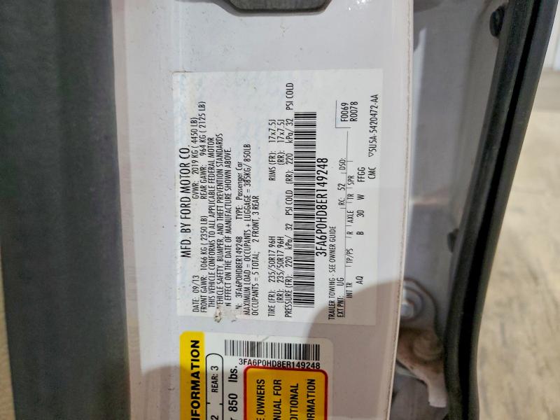 Aukcja sprzedaży 2014 Ford Fusion, vin: 3FA6P0HD8ER149248, numer aukcji: 55918296