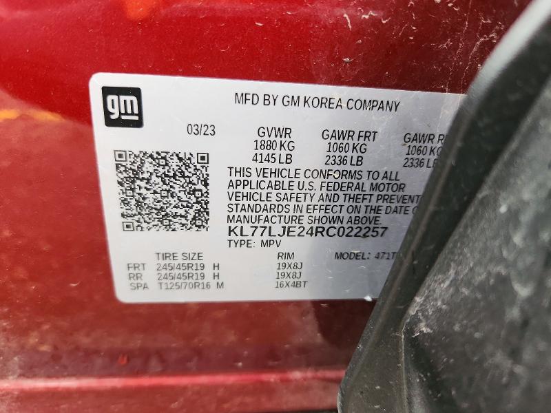 Aukcja sprzedaży 2024 Chevrolet Trax, vin: KL77LJE24RC022257, numer aukcji: 58478596