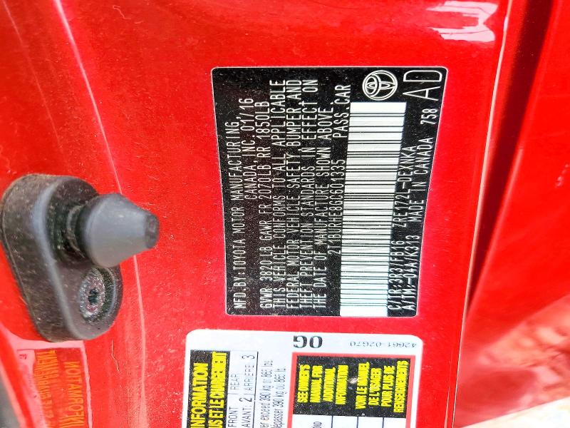 2016 Toyota Corolla მანქანა იყიდება აუქციონზე, vin: 2T1BURHE8GC601335, აუქციონის ნომერი: 58146156