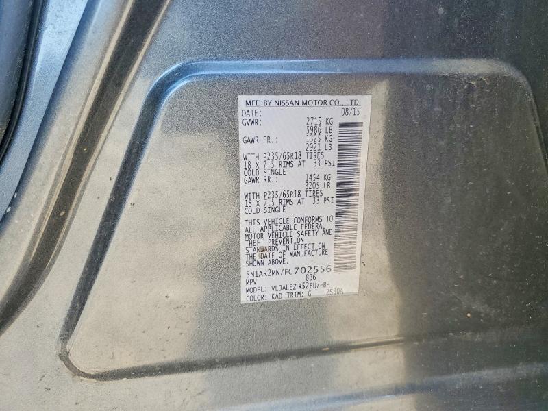 Продажа на аукционе авто 2015 Nissan Pathfinder, vin: 5N1AR2MN7FC702556, номер лота: 56584536