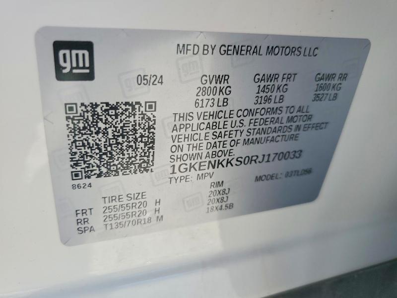 2024 Gmc Acadia მანქანა იყიდება აუქციონზე, vin: 1GKENKKS0RJ170033, აუქციონის ნომერი: 57611026