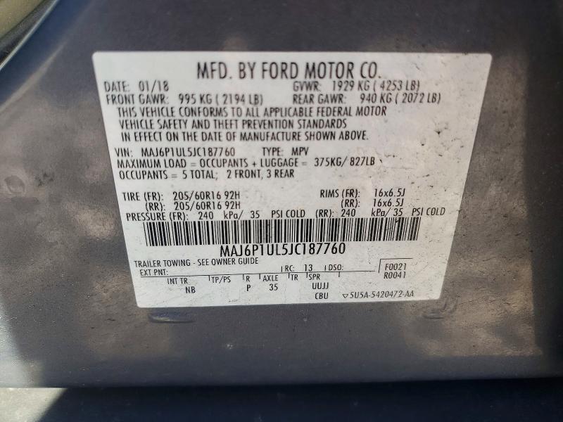 Продаж на аукціоні авто 2018 Ford Ecosport, vin: MAJ6P1UL5JC187760, номер лоту: 55858946
