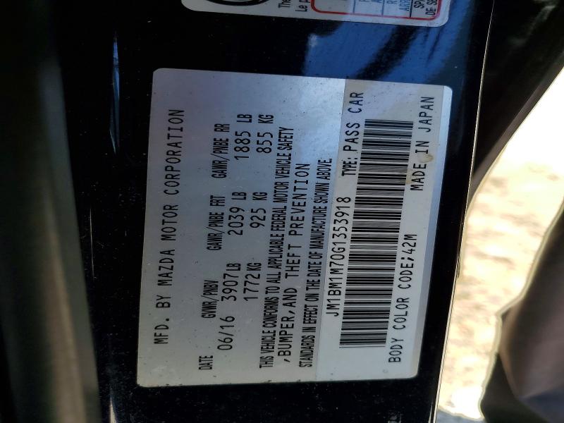 Aukcja sprzedaży 2016 Mazda 3, vin: JM1BM1M70G1353918, numer aukcji: 58284036