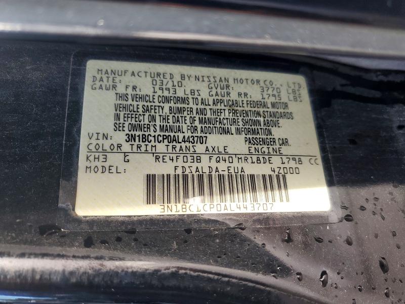 55121106 :رقم المزاد ، 3N1BC1CP0AL443707 vin ، 2010 Nissan Versa مزاد بيع