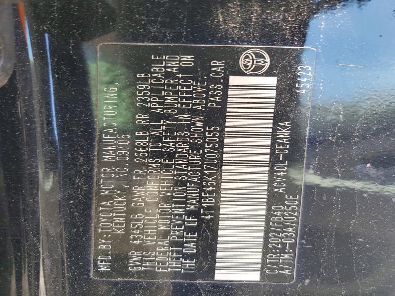 56449916 :رقم المزاد ، 4T1BE46K17U075055 vin ، 2007 Toyota Camry مزاد بيع