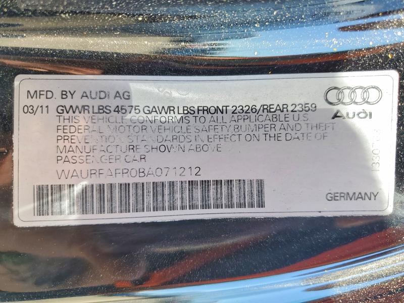 2011 Audi A5 მანქანა იყიდება აუქციონზე, vin: WAURFAFR0BA071212, აუქციონის ნომერი: 56290036