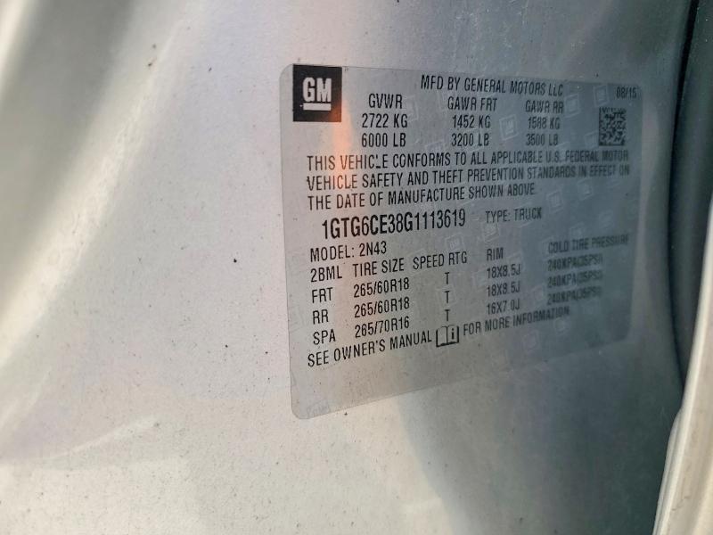 Aukcja sprzedaży 2016 Gmc Canyon, vin: 1GTG6CE38G1113619, numer aukcji: 55588146