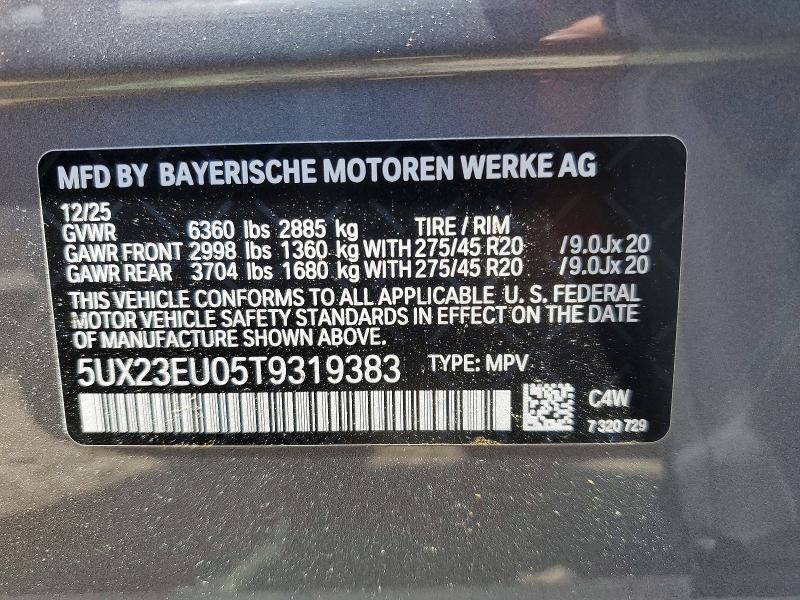 2026 Bmw X5 მანქანა იყიდება აუქციონზე, vin: 5UX23EU05T9319383, აუქციონის ნომერი: 55910086