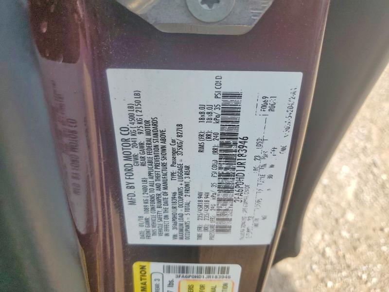 Aukcja sprzedaży 2018 Ford Fusion, vin: 3FA6P0HD1JR183946, numer aukcji: 55962266