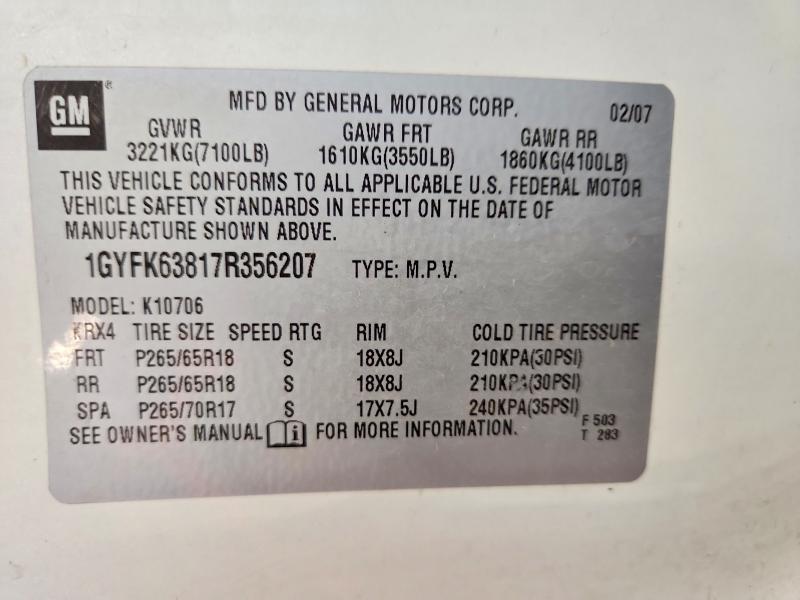 Продажа на аукционе авто 2007 Cadillac Escalade, vin: 1GYFK63817R356207, номер лота: 56808176