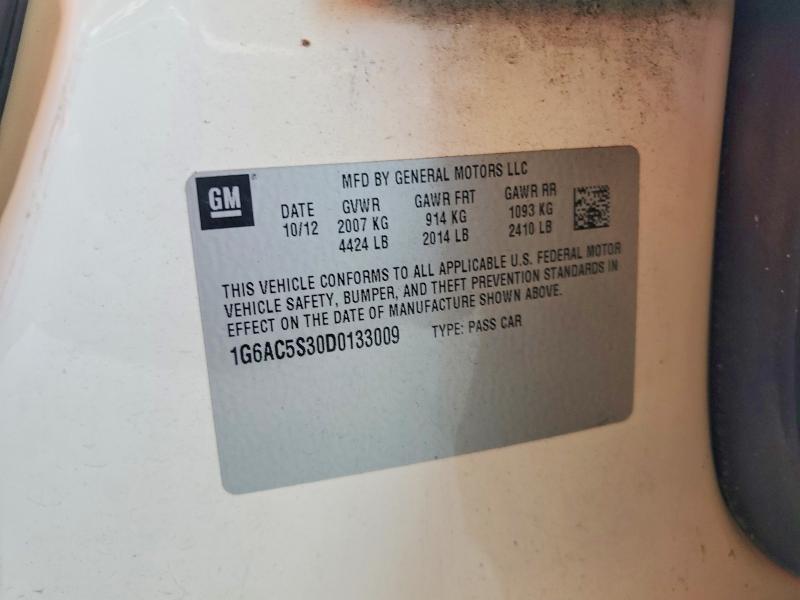 2013 Cadillac Ats მანქანა იყიდება აუქციონზე, vin: 1G6AC5S30D0133009, აუქციონის ნომერი: 58879506