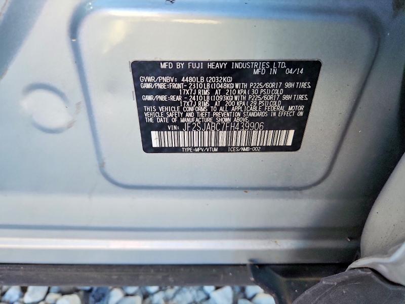 55323346 :رقم المزاد ، JF2SJABC7FH439906 vin ، 2015 Subaru Forester مزاد بيع