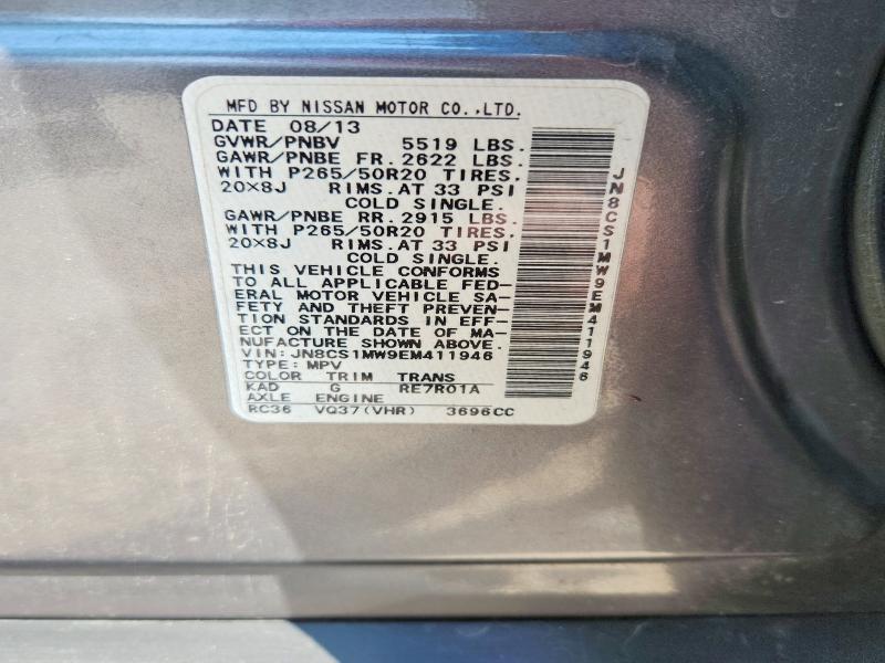 59001716 :رقم المزاد ، JN8CS1MW9EM411946 vin ، 2014 Infiniti Qx70 مزاد بيع
